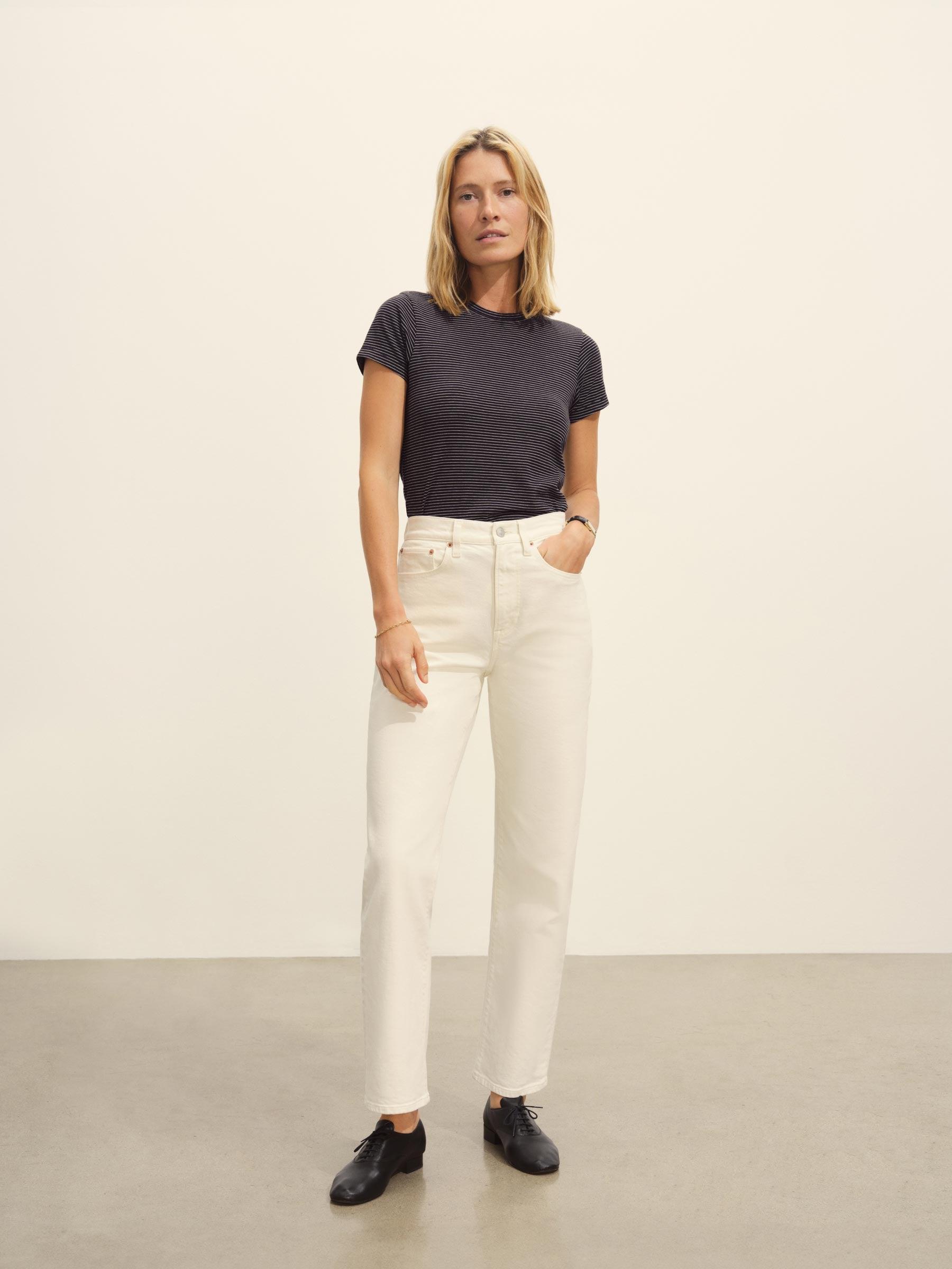 Navy/Natural Seaport Stripe Slim Crew Product Image