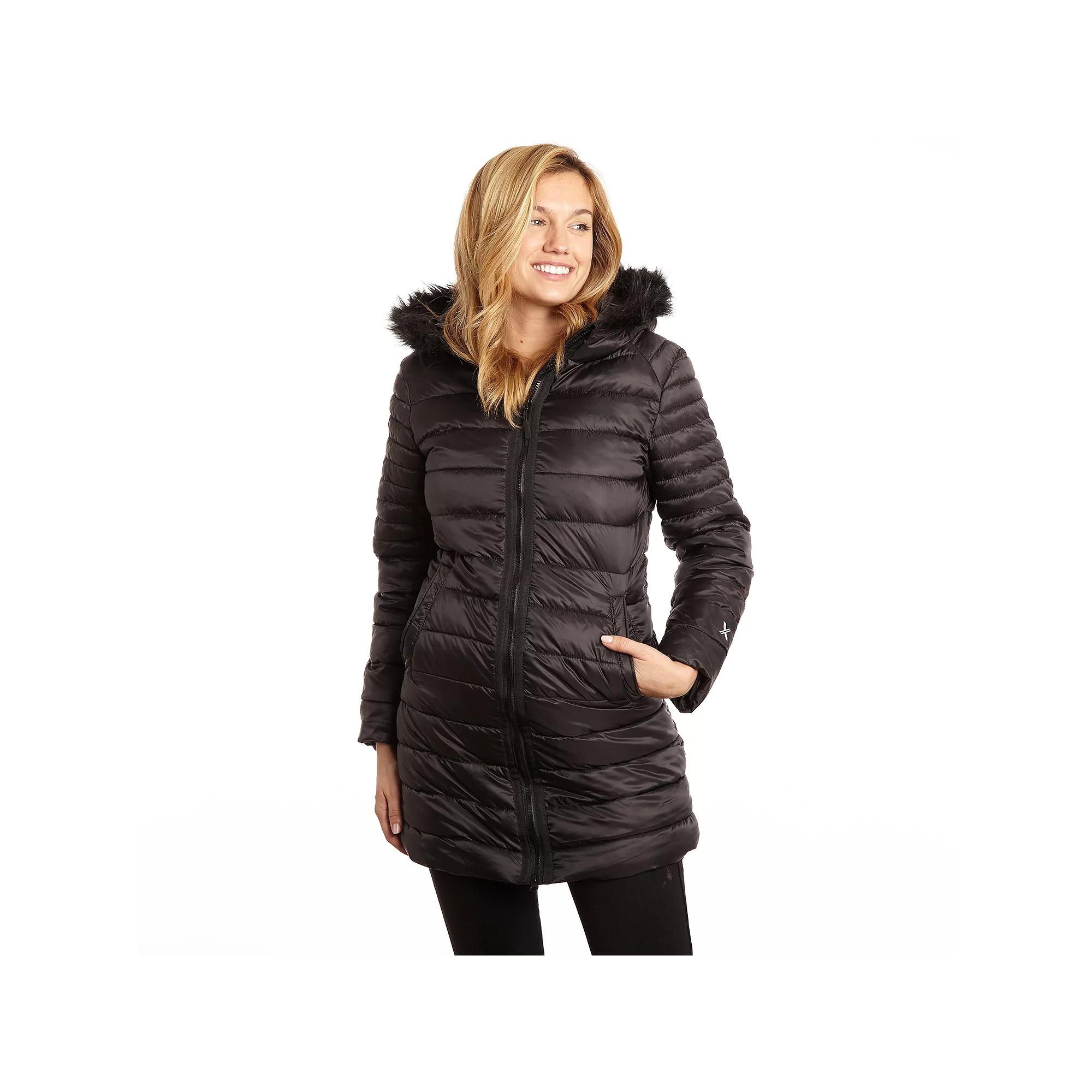 Plus Size Excelled Faux-Fur Hooded Puffer Jacket, Women's, Size: 3XL, Black Product Image