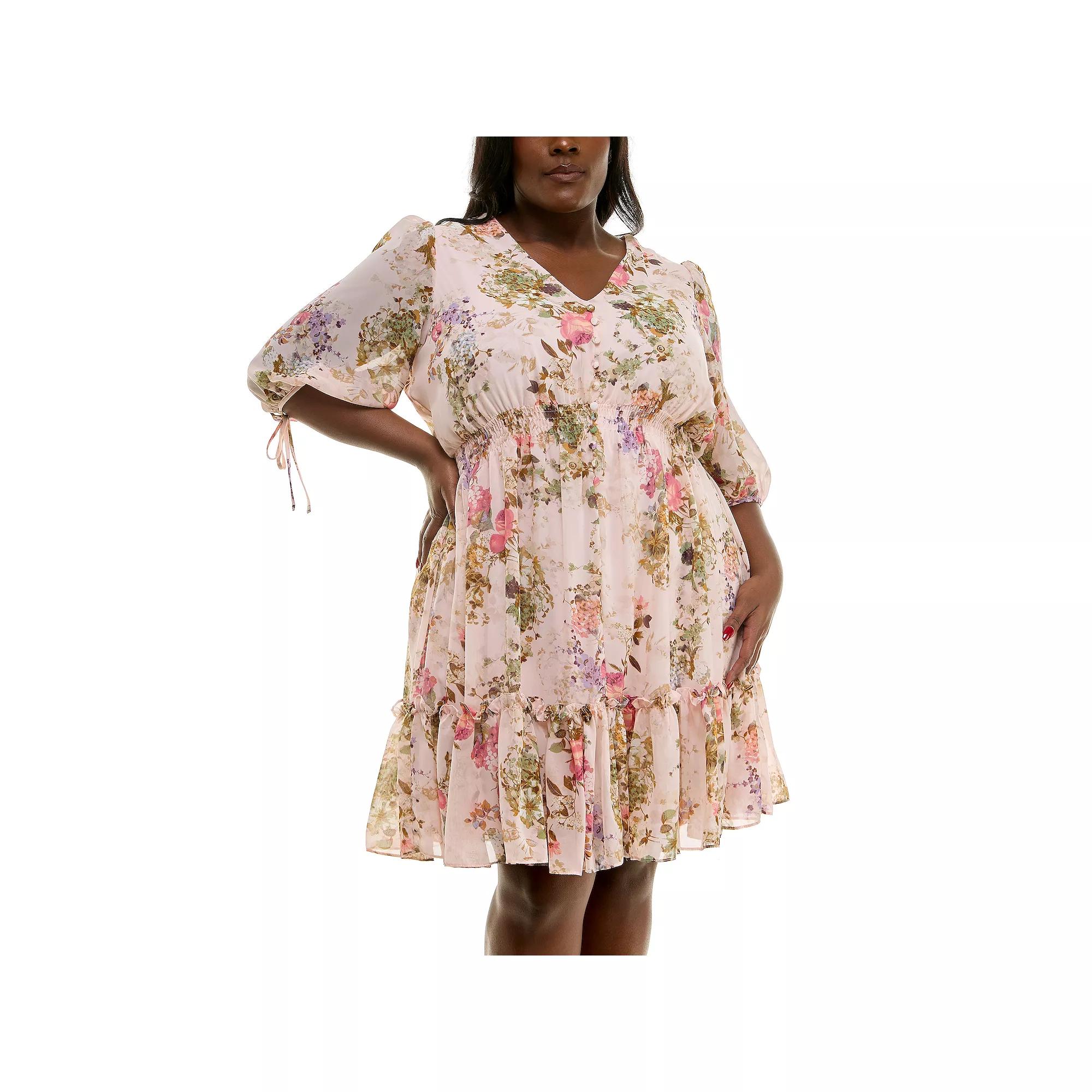 Plus Size Taylor V-Neck Fit & Flare Mini Dress, Women's, Size: 14 Regular, Primerose Purple Product Image