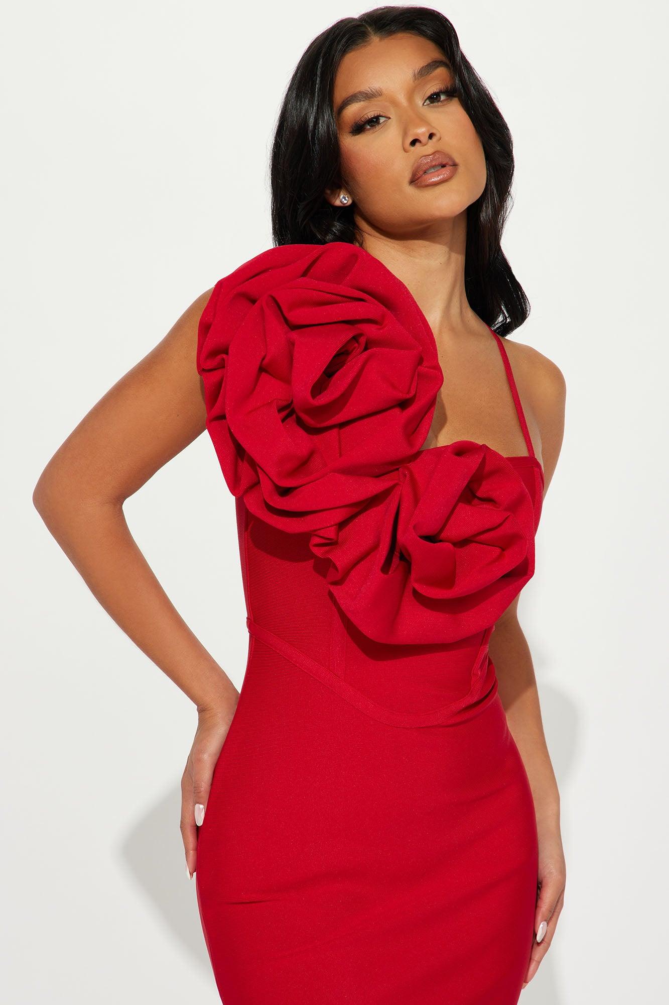 Mary Bandage Midi Dress - Red Product Image