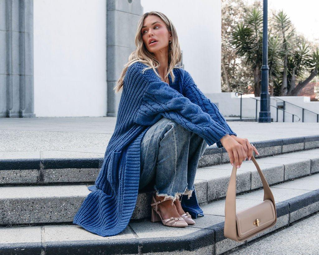 Muse By Magnolia Blue Chunky Duster Cardigan - FINAL SALE Female Product Image