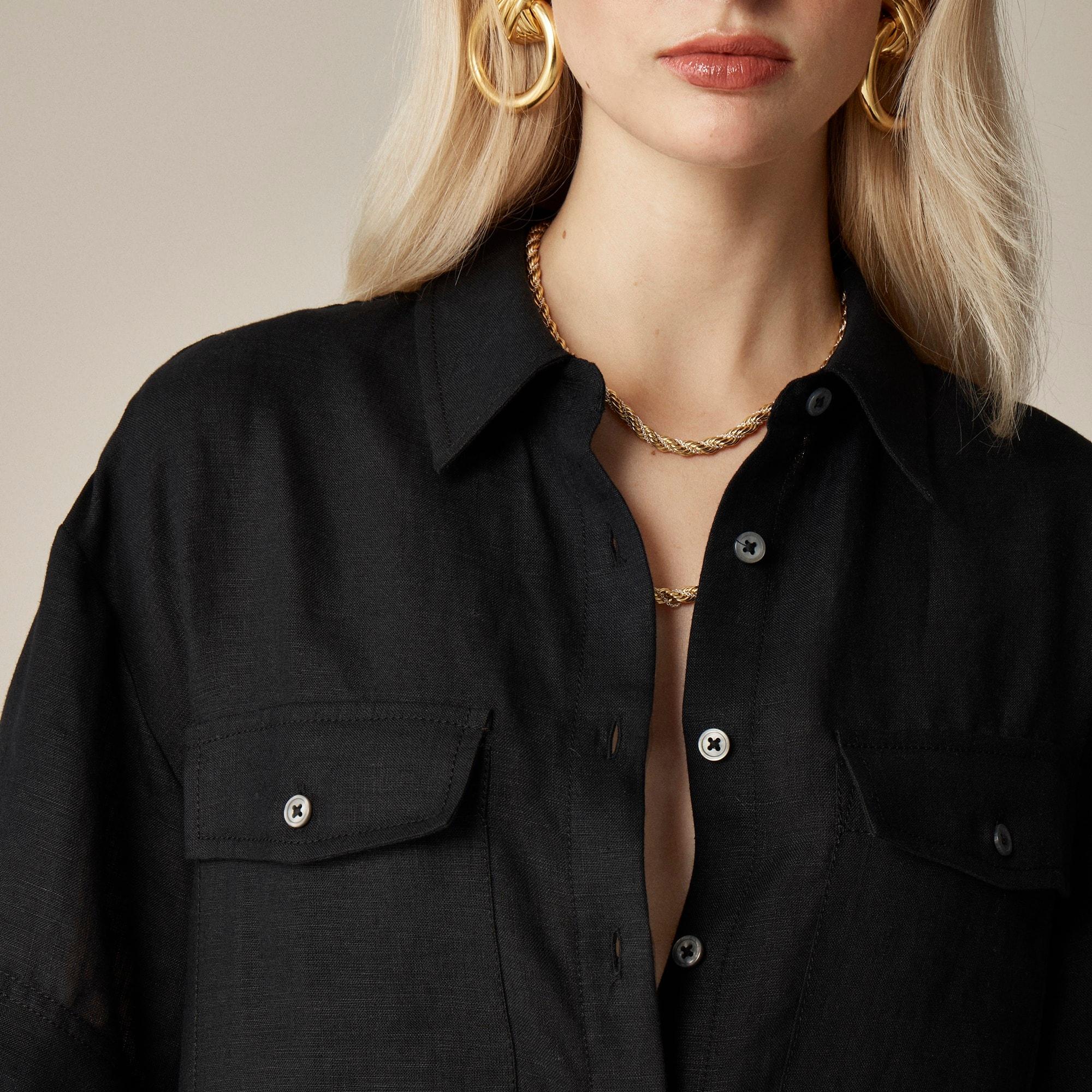 Utility shirt-dress in linen Product Image