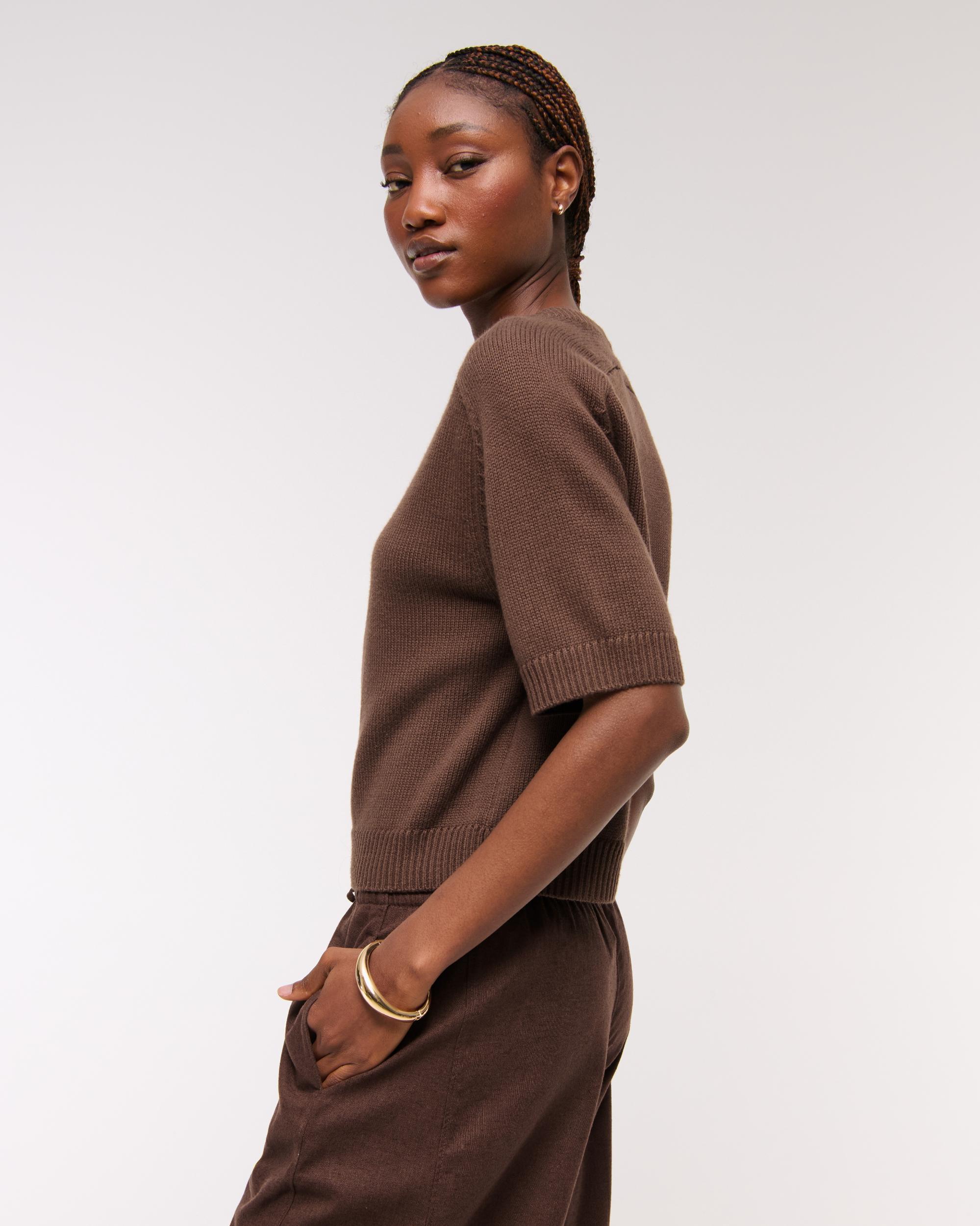 The A&F Madeline Textural Crew Sweater Tee Product Image