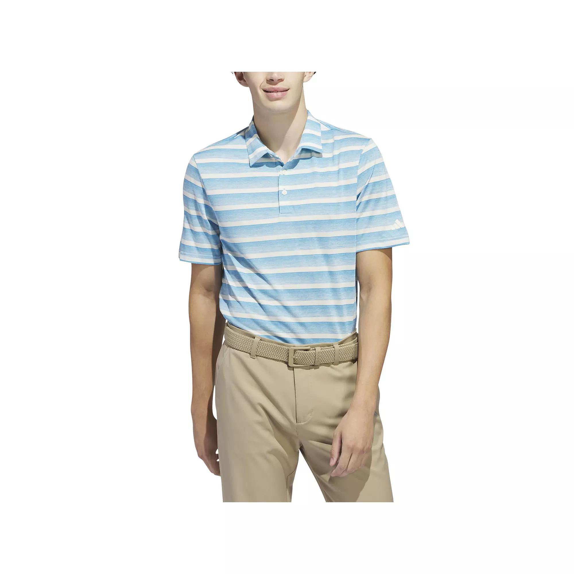 Men's adidas Two Color Stripe Golf Polo, Size: XL, Semi Blue Burst Product Image