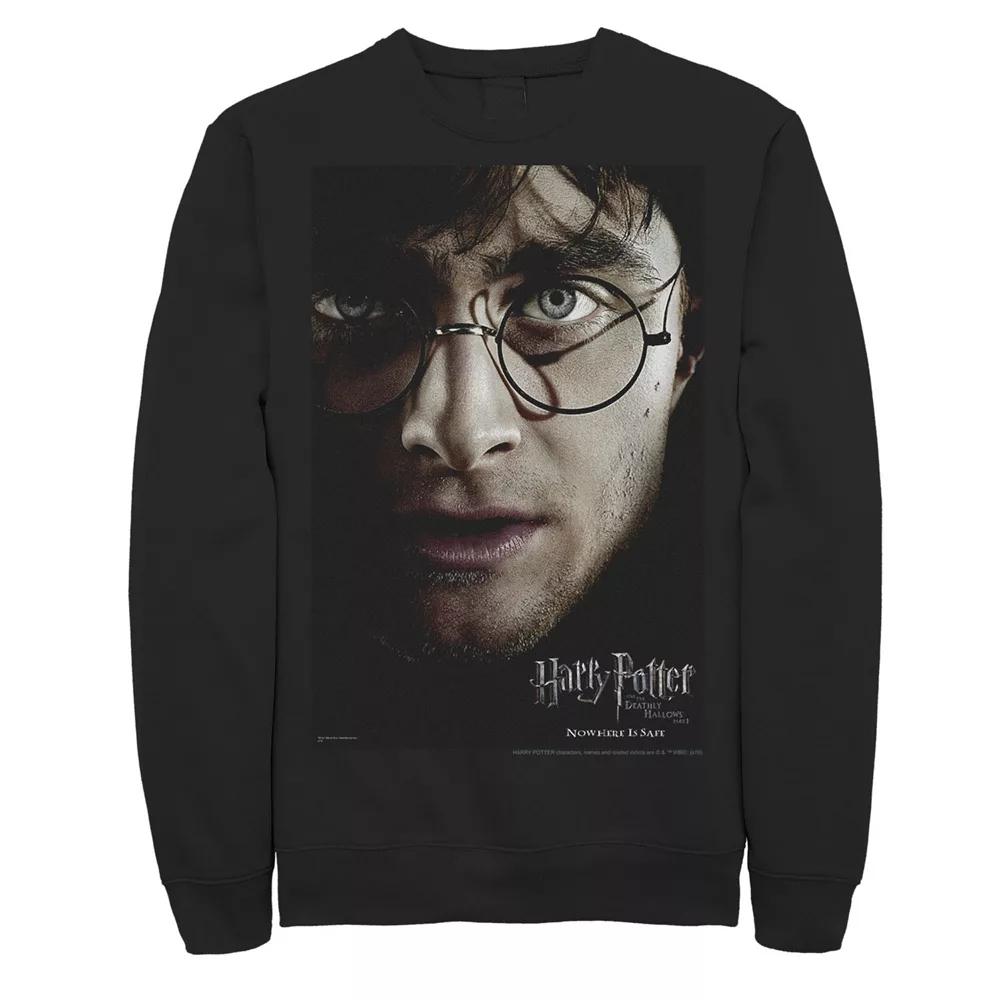 Men's Harry Potter Deathly Hallows Harry Character Poster Fleece Graphic Pullover,  Product Image