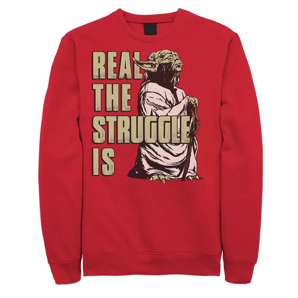Men's Star Wars Yoda Real The Struggle Is Sweatshirt,  Product Image