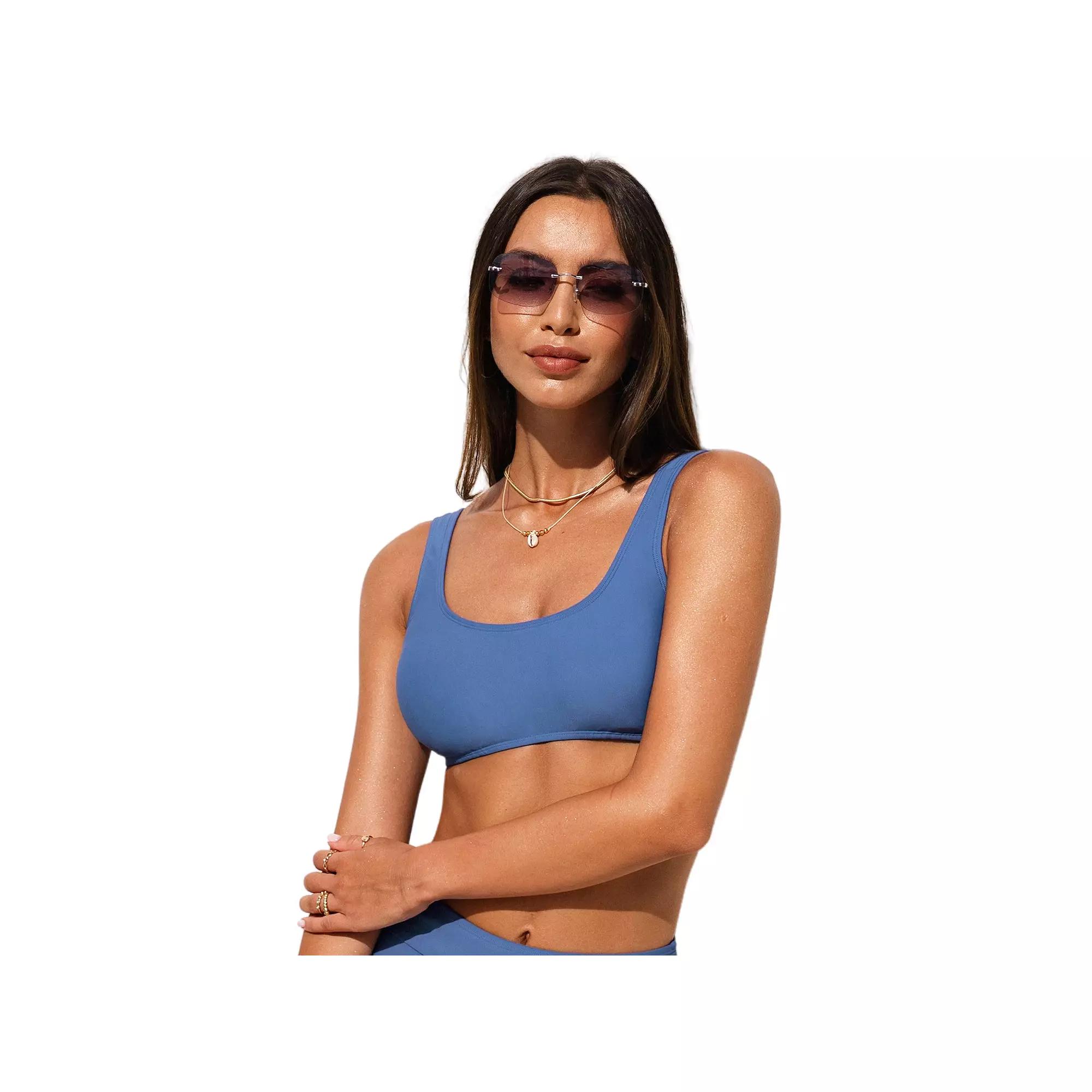 Women's Cupshe Scoop Neck Bikini Top, Size: XL, Blue Product Image