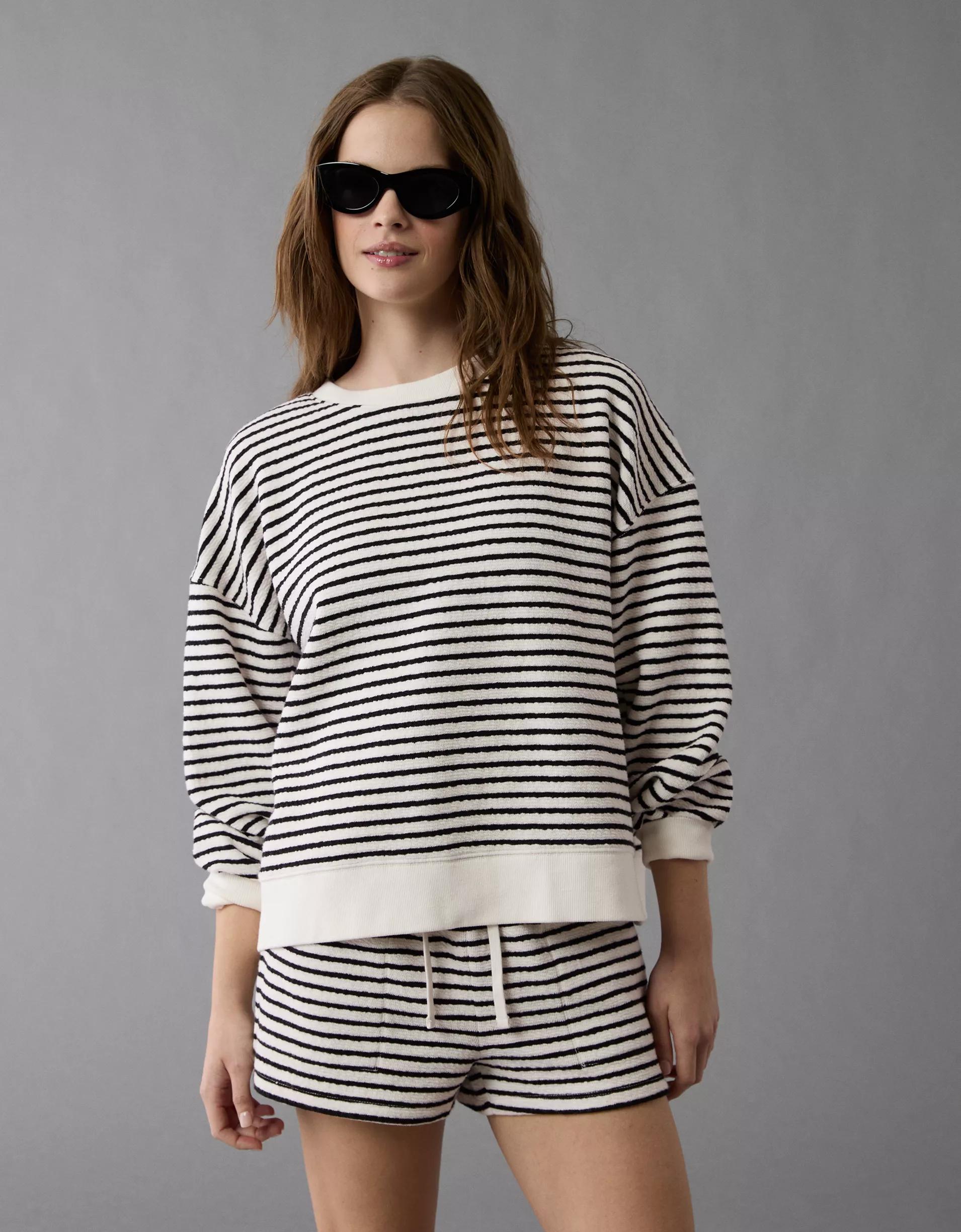 AE Oversized Striped Sweatshirt Product Image