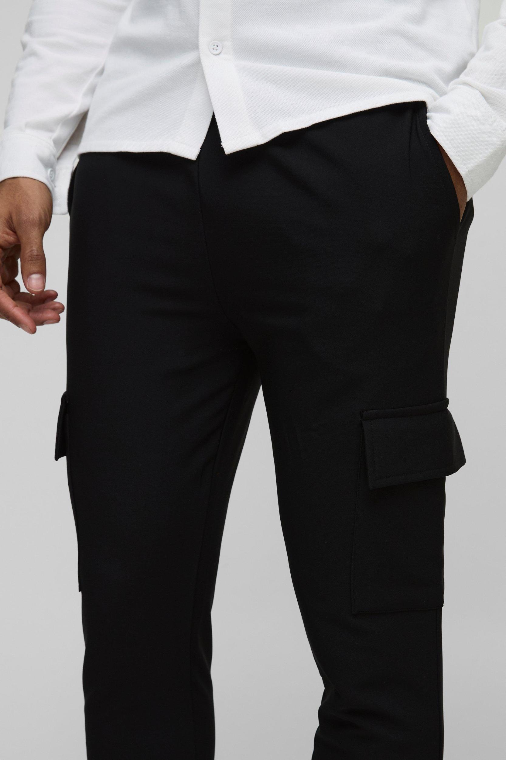 Elasticated Waist Technical Stretch Skinny Cargo Pants | boohooMAN USA Product Image