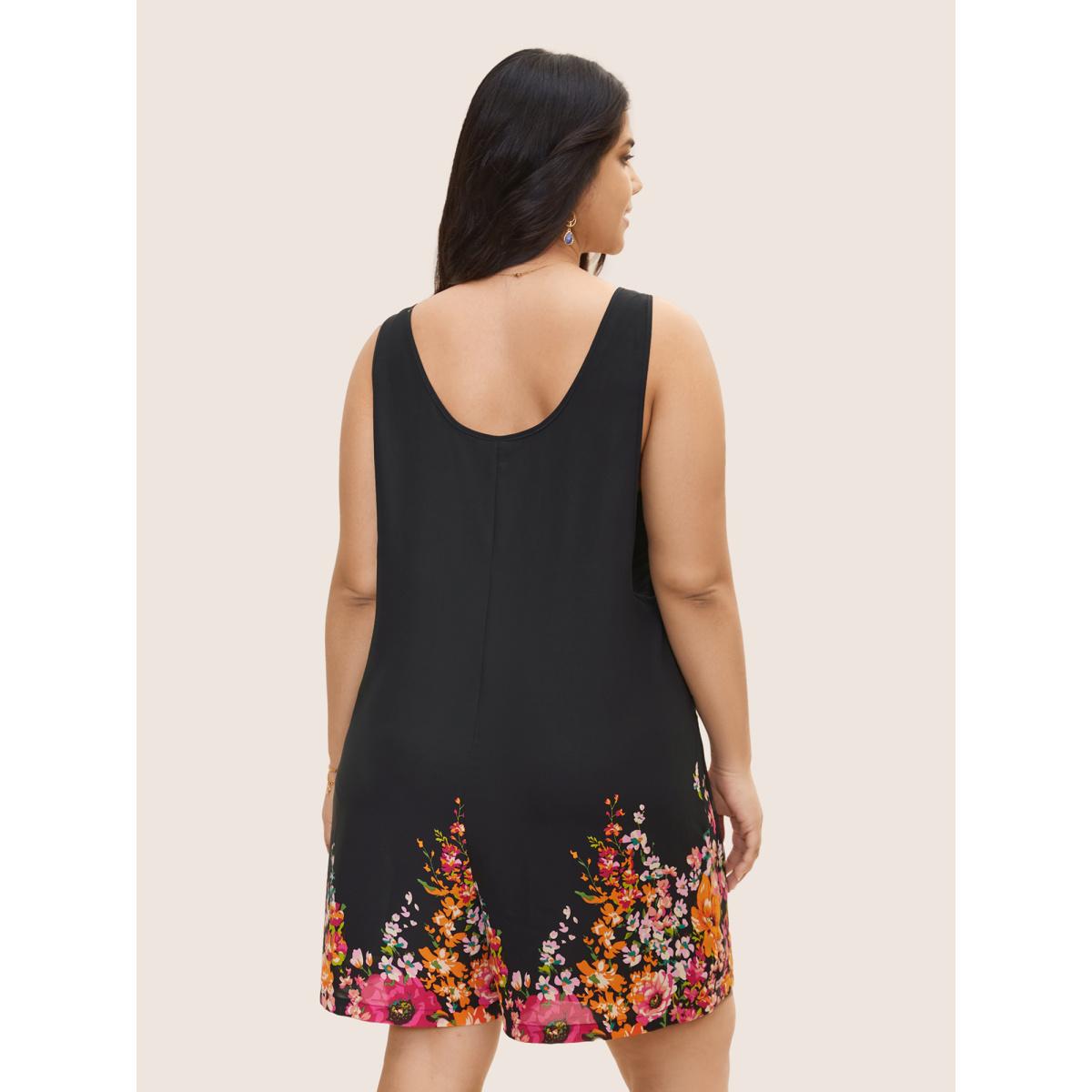 Plus Size Black Boho Print Patch Pocket Ties Jumpsuit Women Elegant Sleeveless Non Everyday Loose Jumpsuits BloomChic 14-16/1X Product Image