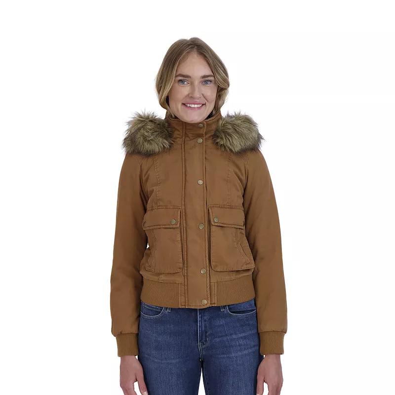 Juniors' Sebby Faux-Fur Hood Bomber Parka, Women's,  Product Image