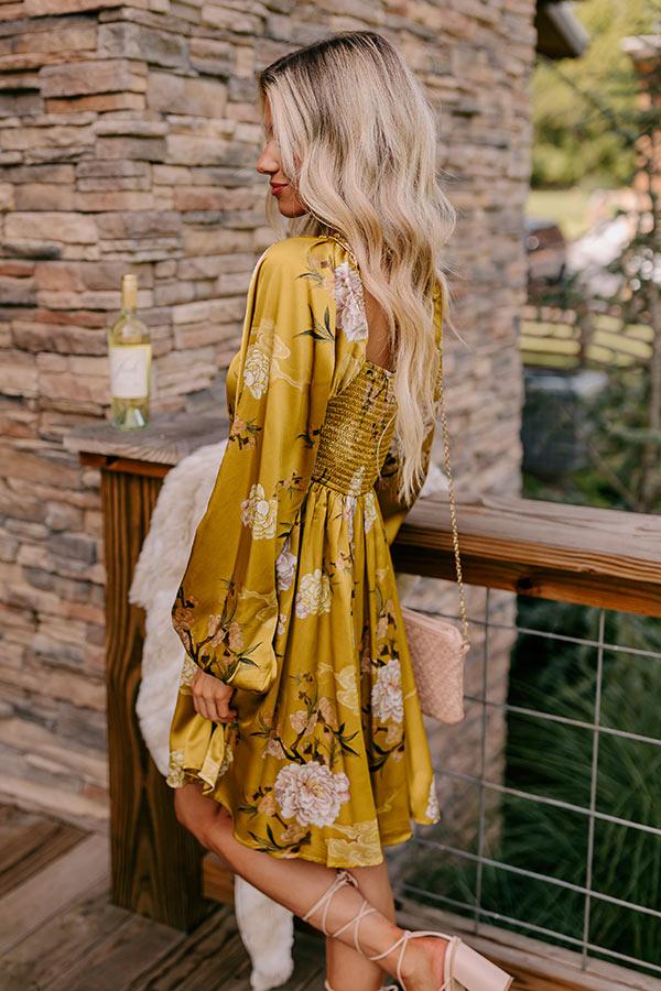 Flirty Moments Satin Mini Dress in Chartreuse Product Image