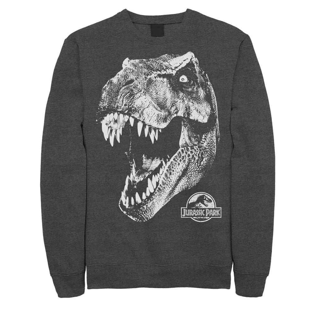 Men's Jurassic Park T-Rex White Head Roaring Fleece Graphic Pullover,  Product Image