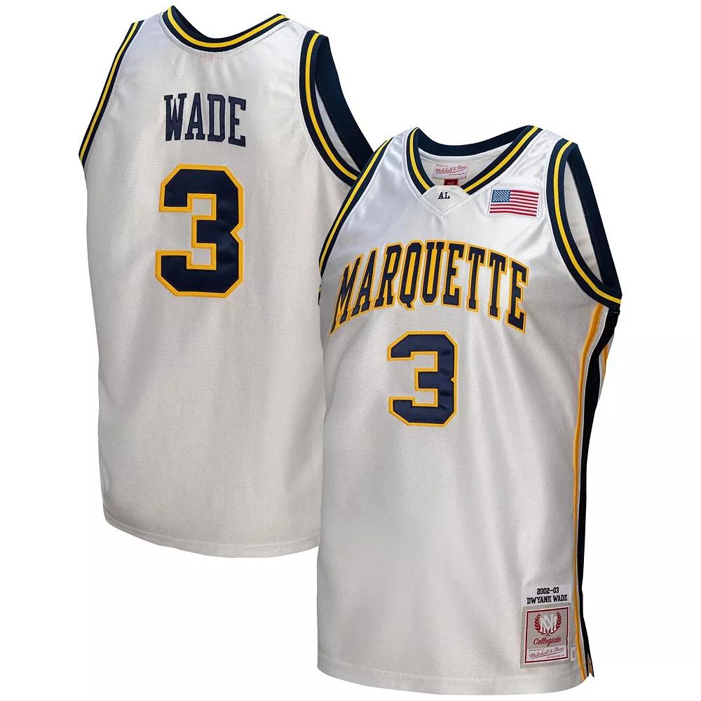 Men's Mitchell & Ness Dwyane Wade White Marquette Golden Eagles College Vault 2002/03 Authentic Jersey, Size: Medium, Mrq White Product Image