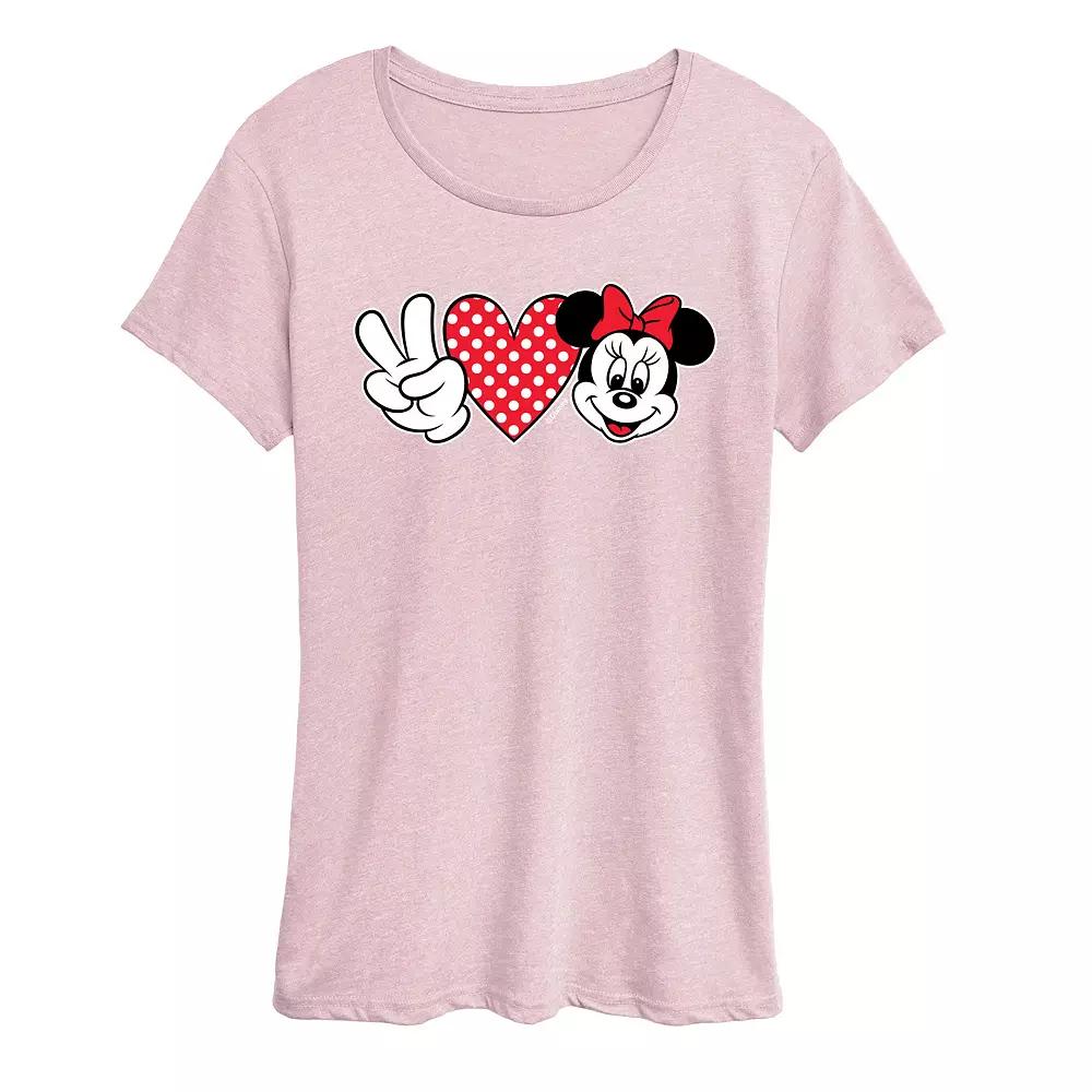 Disney's Minnie Mouse Women's Peace Love Graphic Tee,  Product Image