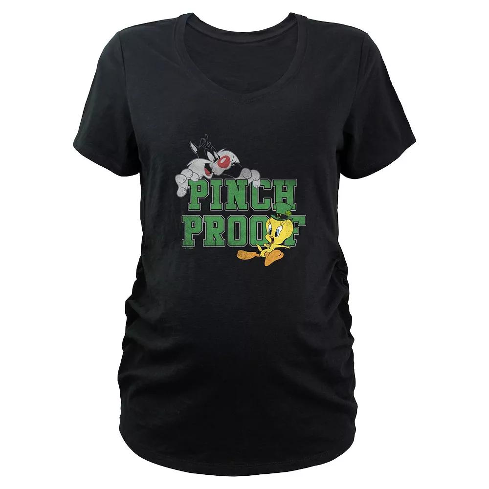 Maternity Looney Tunes Sylvester And Tweety Bird Pinch Proof Graphic Tee, Women's, Size: Medium-Mat, Black Product Image