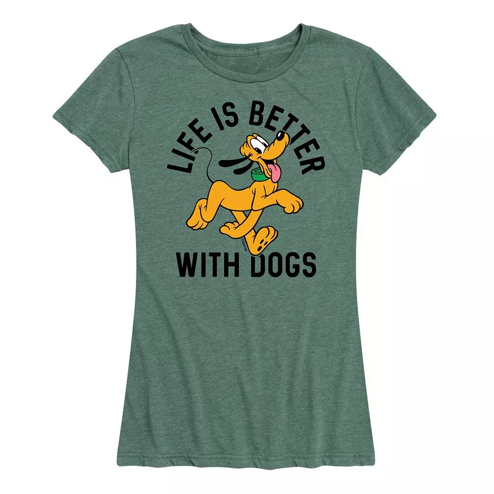 Disney's Pluto Women's Life Is Better With Dogs Graphic Tee,  Product Image