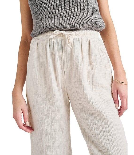 Splendid Adele Drawstring Gauze Cropped Relaxed Wide Leg Pants Product Image