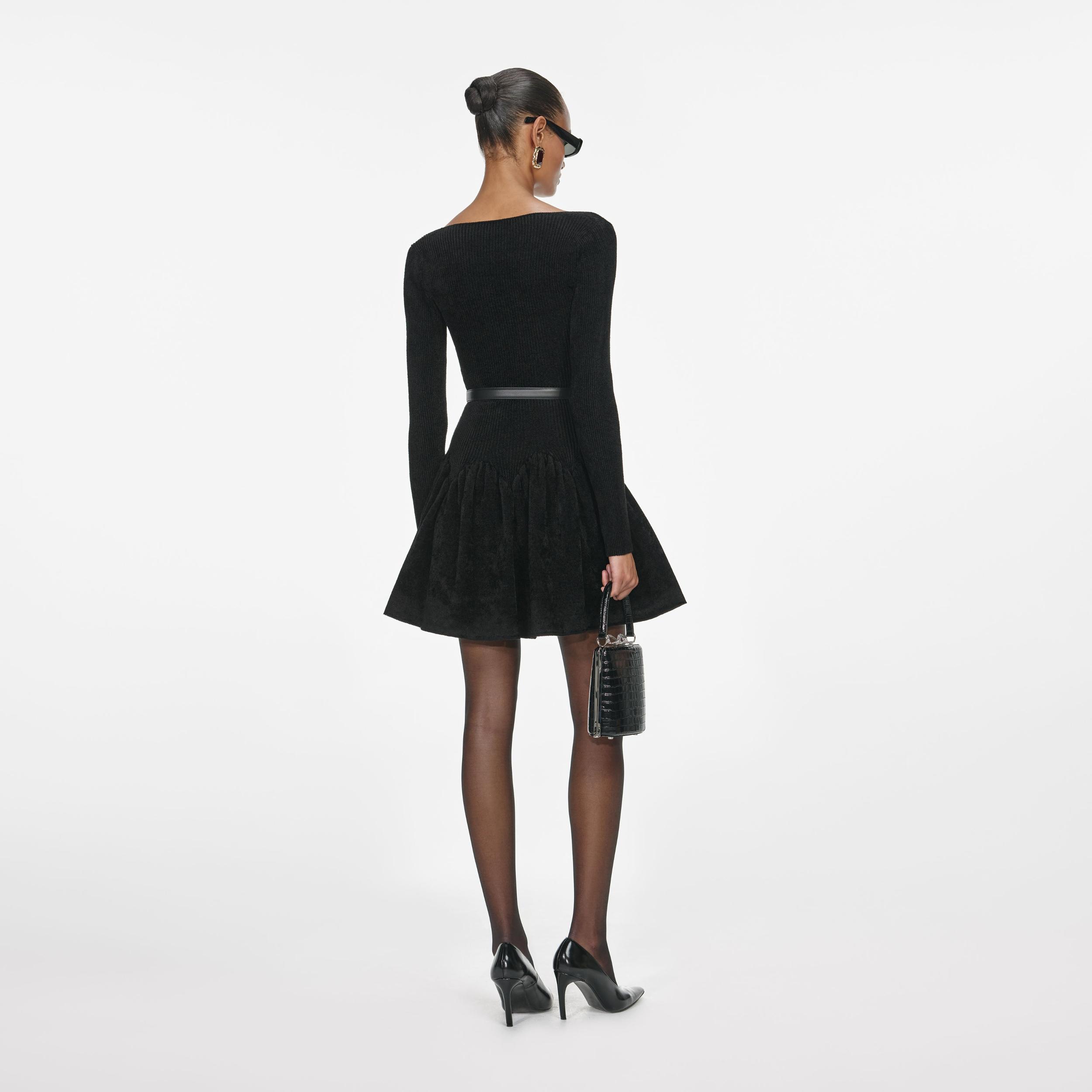 Black Chenille Knit Dress Product Image