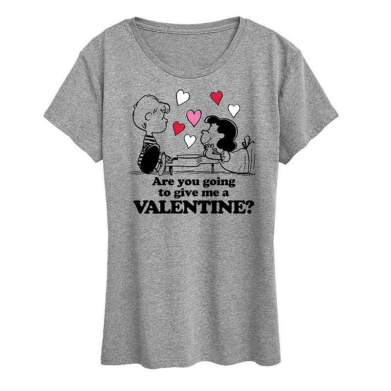 Women's Peanuts Lucy And Schroeder Valentine Graphic Tee,  Product Image
