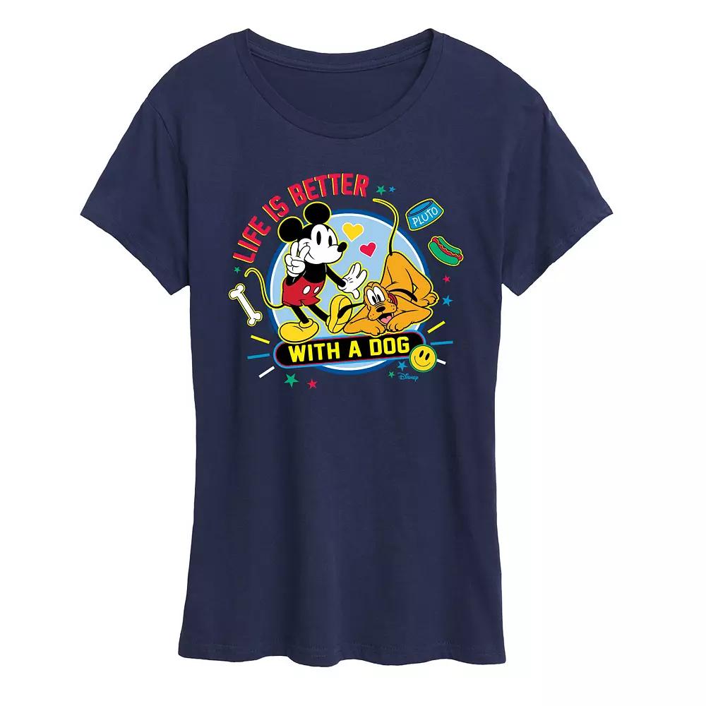 Disney's Mickey Mouse & Pluto Women's Life Is Better With A Dog Graphic Tee,  Product Image