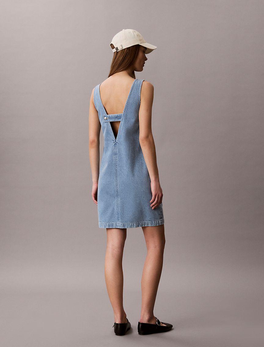 V-Neck Denim Shift Dress Product Image