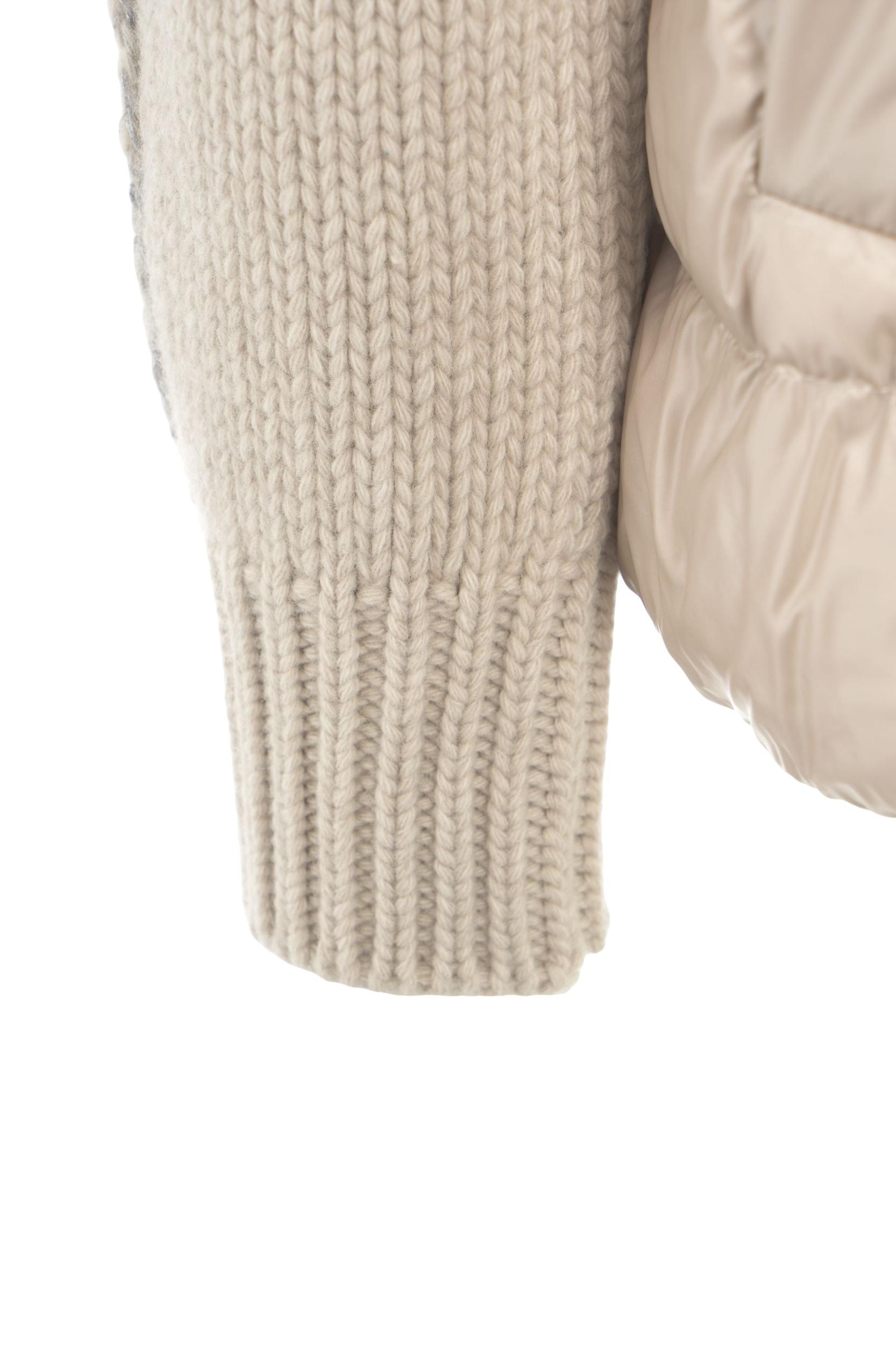 Down jacket with knit sleeves Product Image