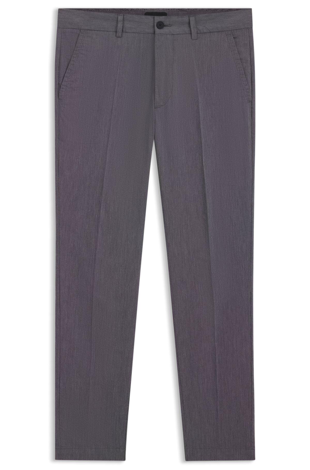 BOSS - Slim-fit trousers in easy-iron poplin - Dark Blue Product Image
