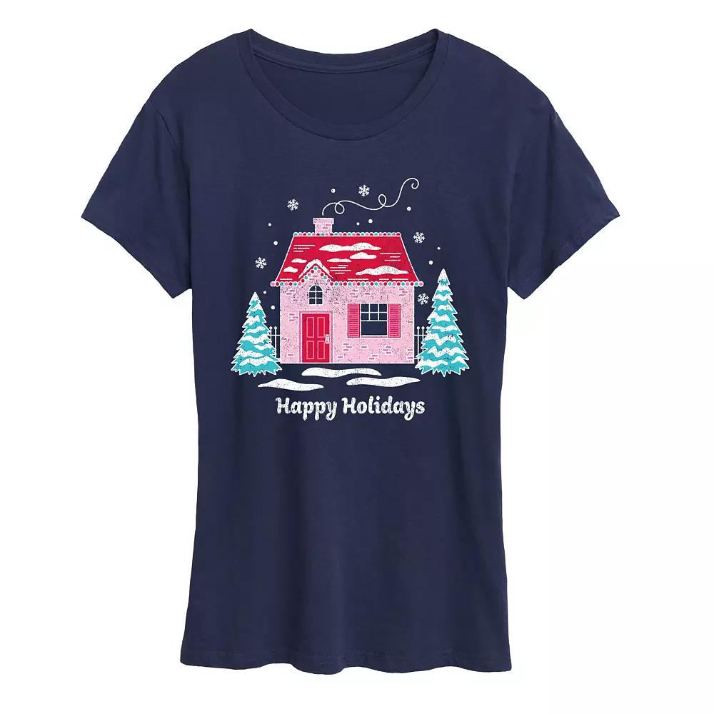 Women's Pink Holiday House Graphic Tee,  Product Image