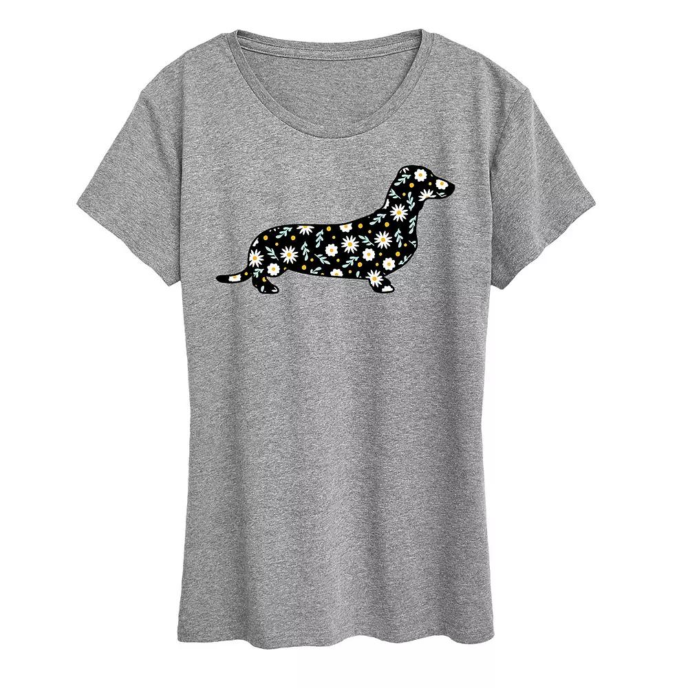 Women's Daisy Fill Dachshund Graphic Tee,  Product Image