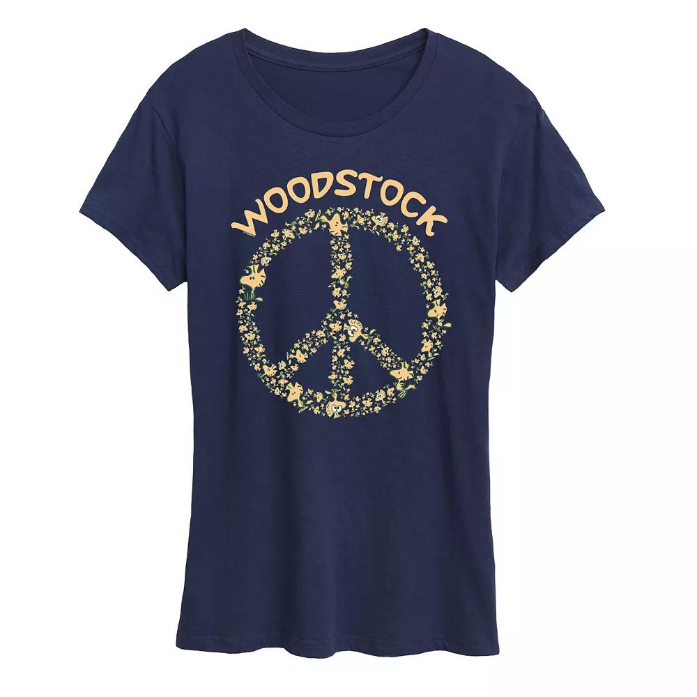 Women's Peanuts Woodstock Peace Sign Graphic Tee, Girl's,  Product Image