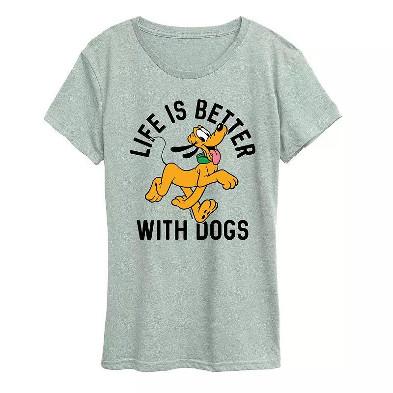 Disney's Pluto Women's Life Is Better With Dogs Graphic Tee,  Product Image