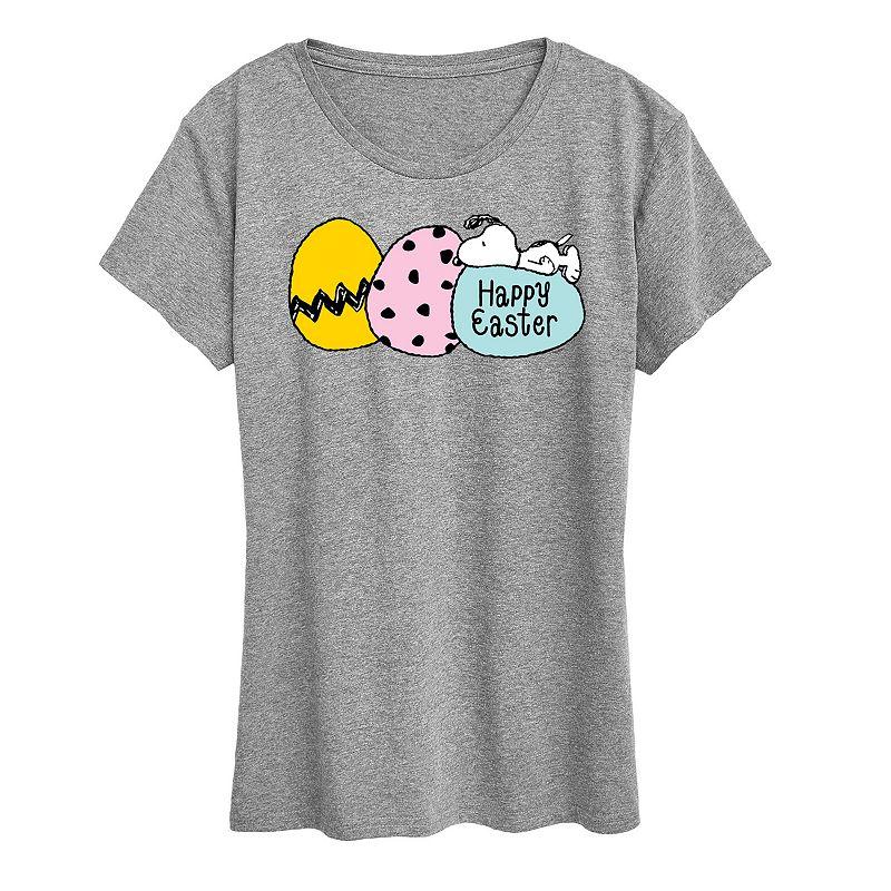 Womens Peanuts Snoopy Happy Easter Eggs Graphic Tee Product Image