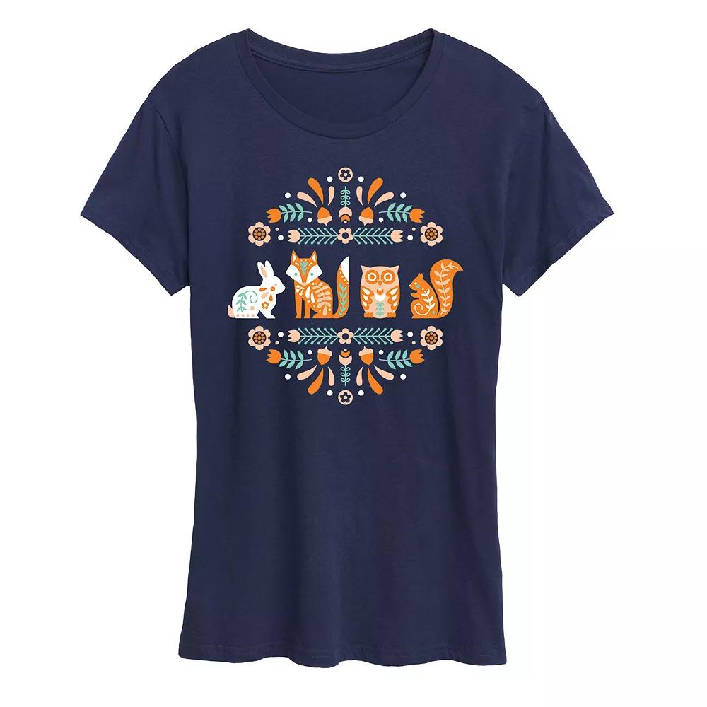 Women's Scandinavian Woodland Creatures Graphic Tee,  Product Image
