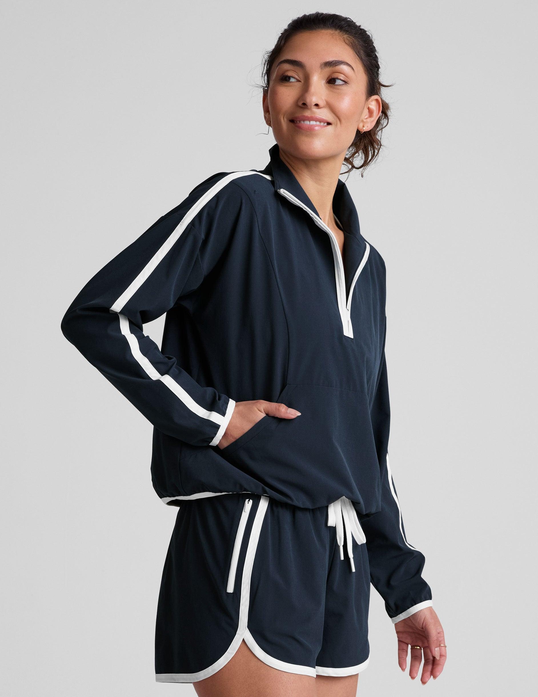 Stretch Woven Course Contrast Half Zip Pullover Product Image