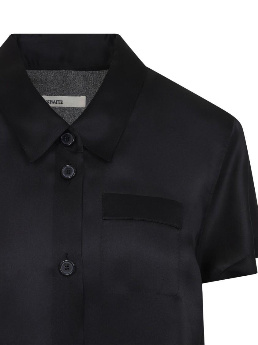 KHAITE Effy Silk And Cotton-blend Organza Midi Shirt Dress In Black Product Image