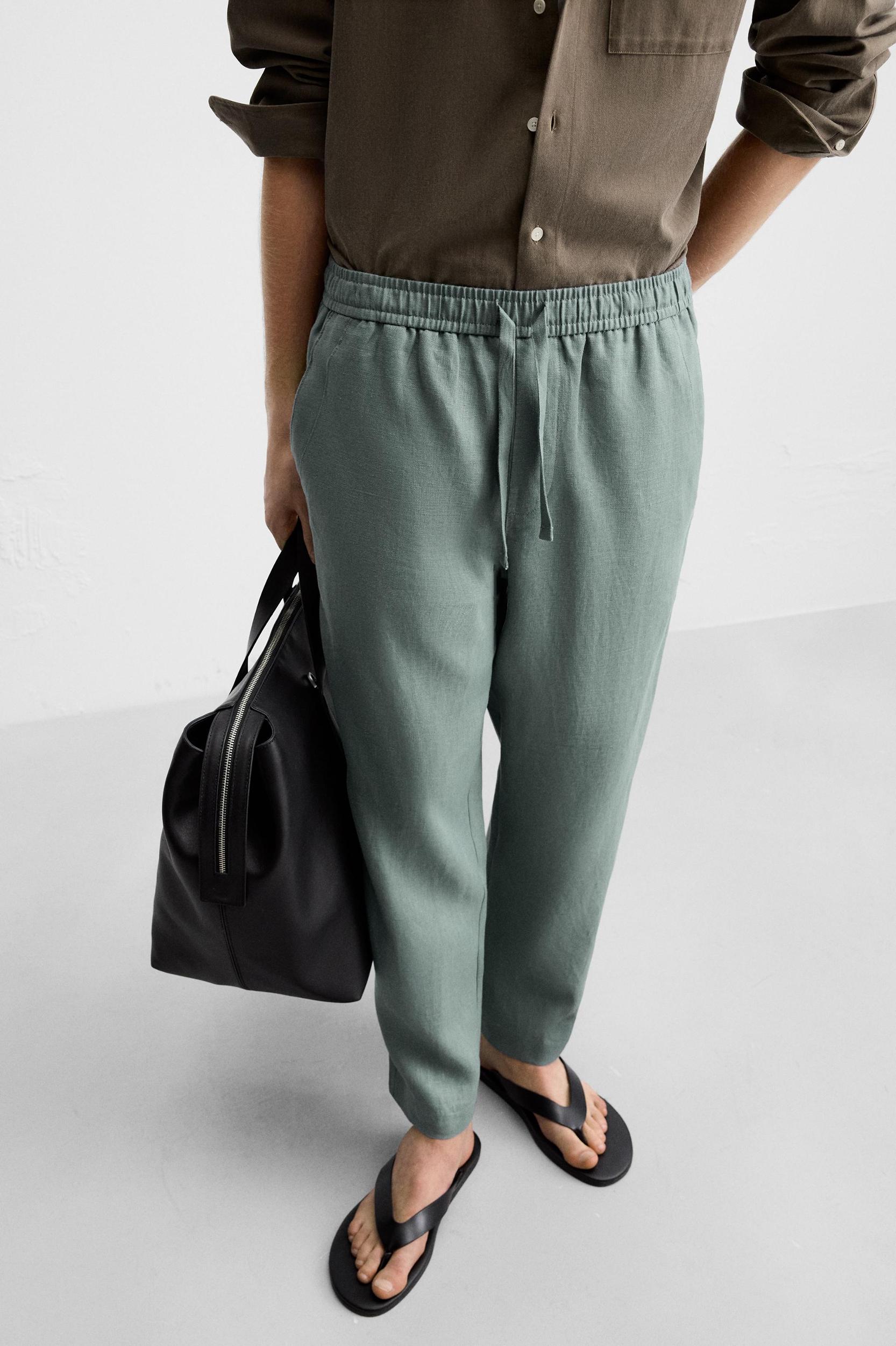 100% LINEN REGULAR FIT PANTS Product Image