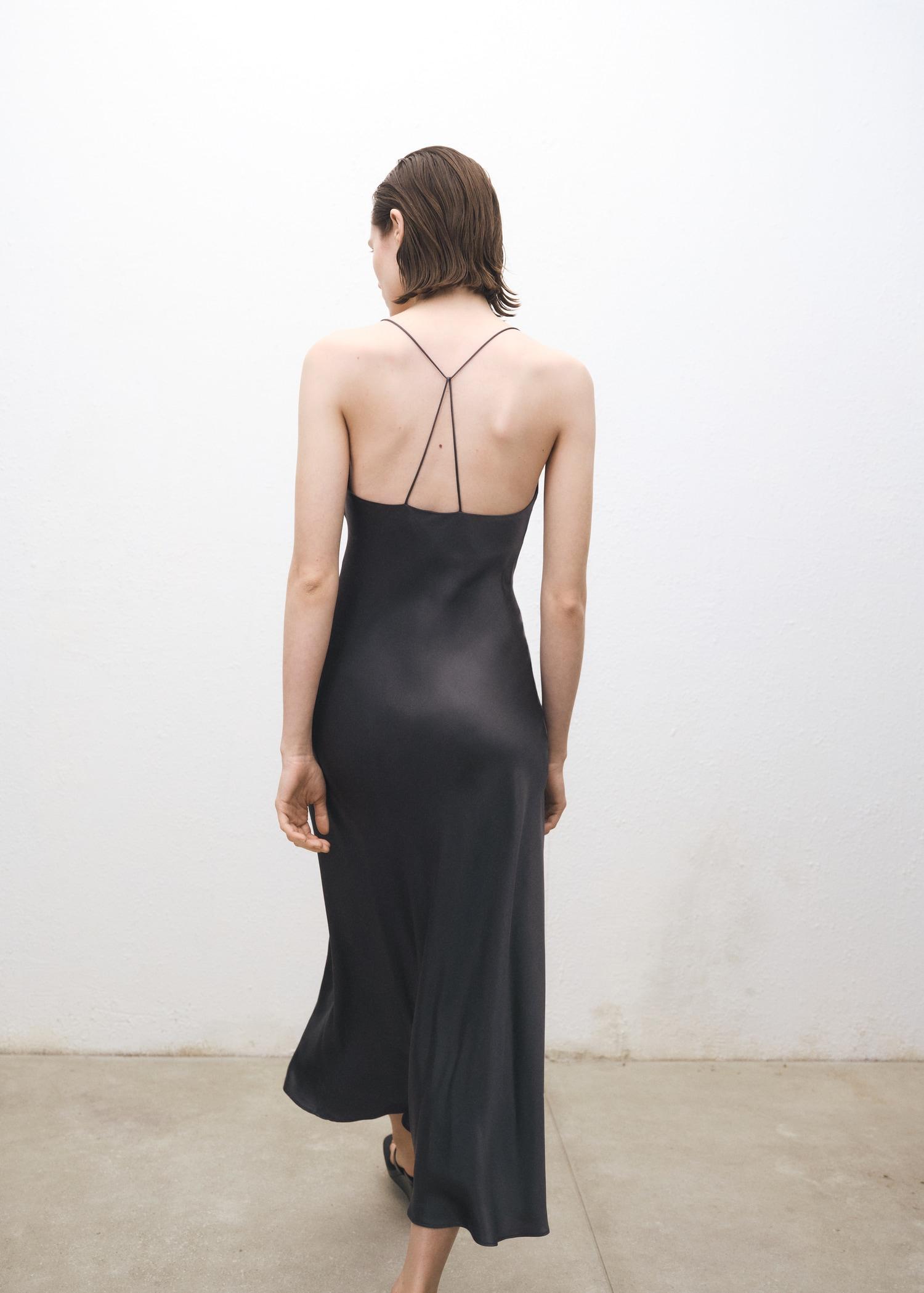 Silk dress with draped neckline - Women | MANGO USA Product Image