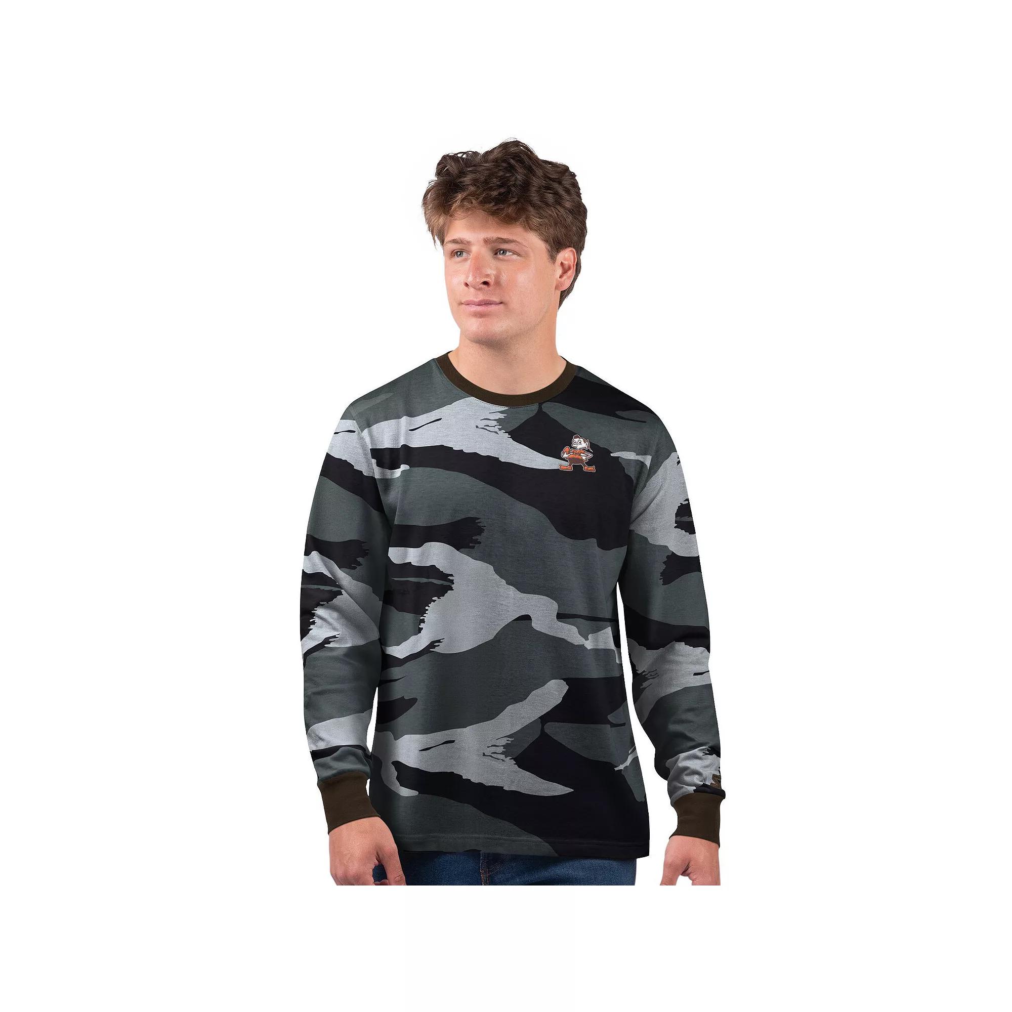 Men's Starter Gray Cleveland Browns Thursday Night Gridiron Vintage Logo Long Sleeve T-Shirt,  Product Image