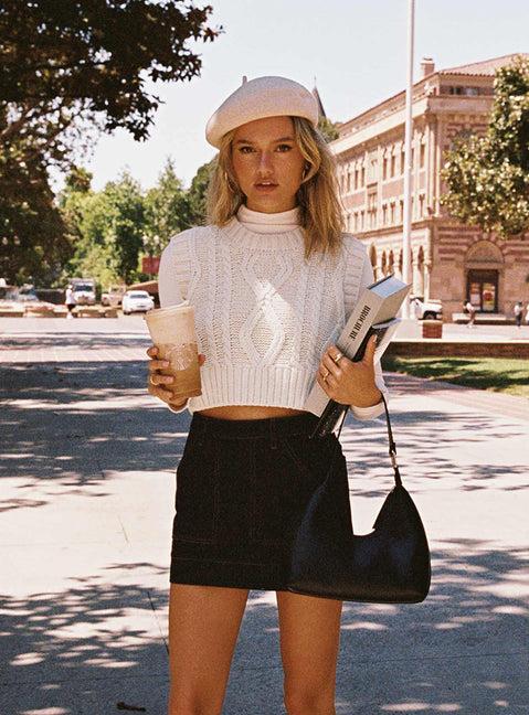 Hughes Mini Skirt Dark Wash Denim Petite Product Image