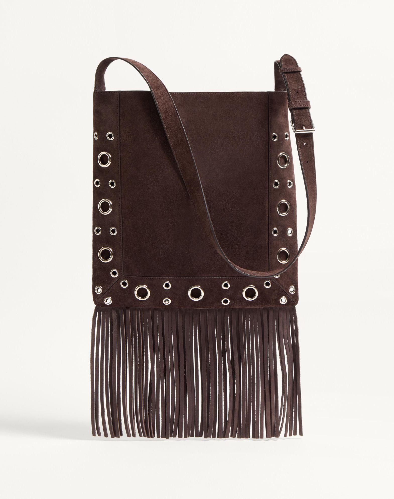 Valentino Garavani Nellcôte Suede Shoulder Bag With Fringes Product Image