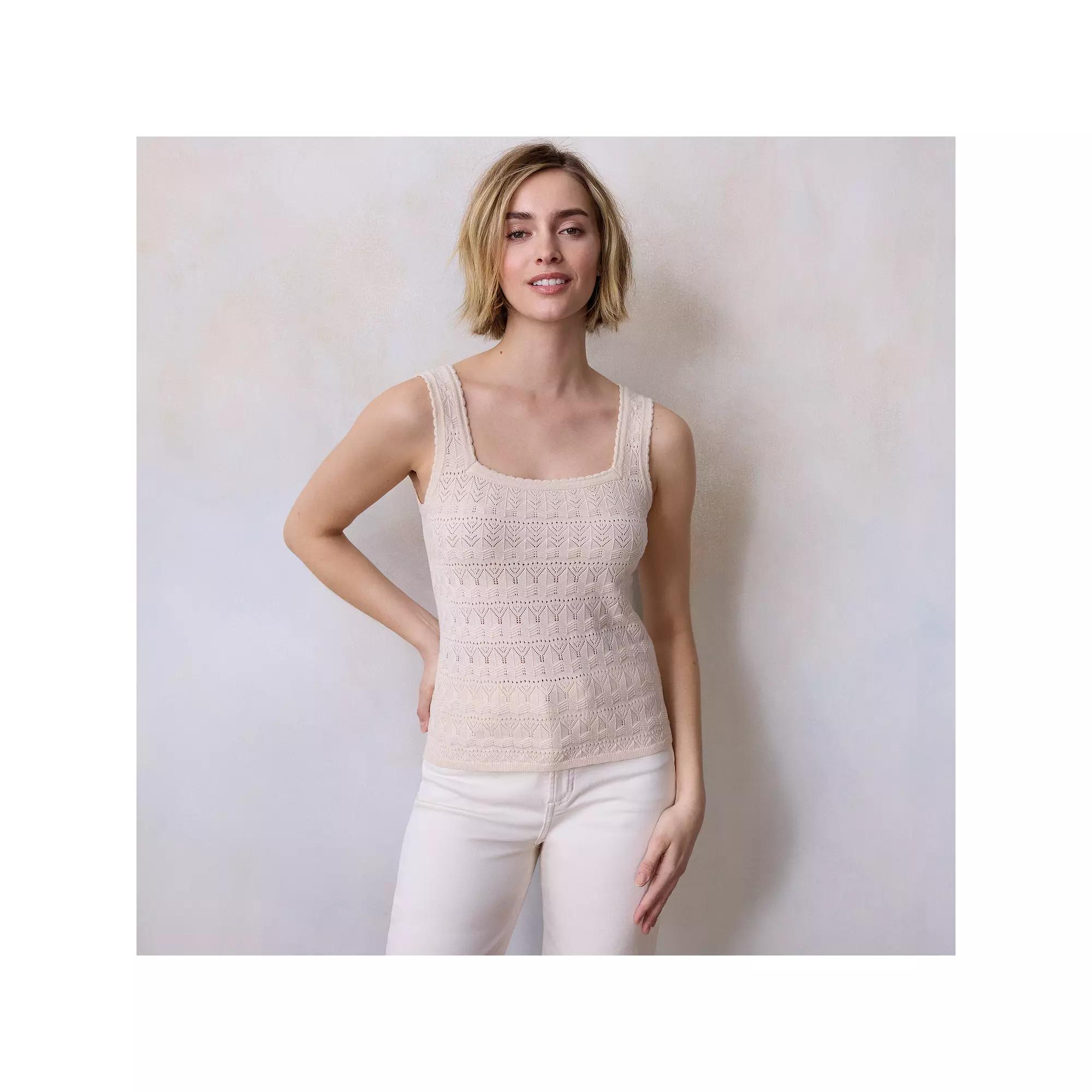 Petite LC Lauren Conrad Square Neck Sweater Tank Top, Women's, Size: Large Petite, Fusilli Product Image