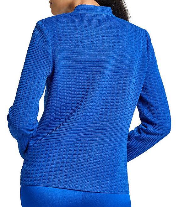 MISOOK Ottoman Knit Mandarin Collar Long Sleeve Jacket Product Image