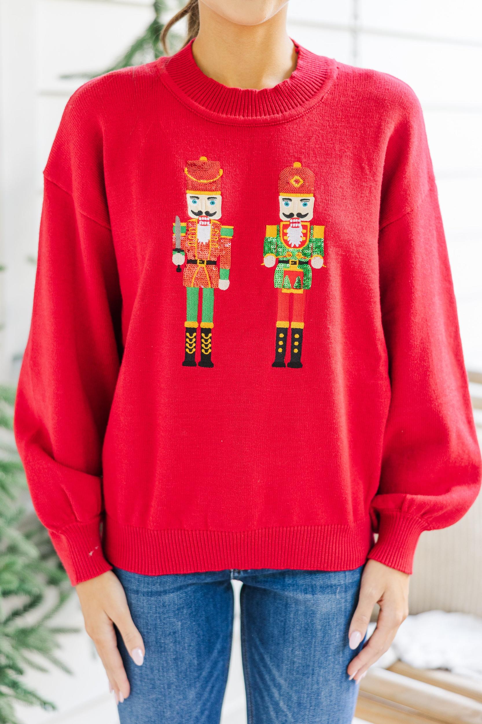 Nutcracker Fun Red Embroidered Sweater Female Product Image