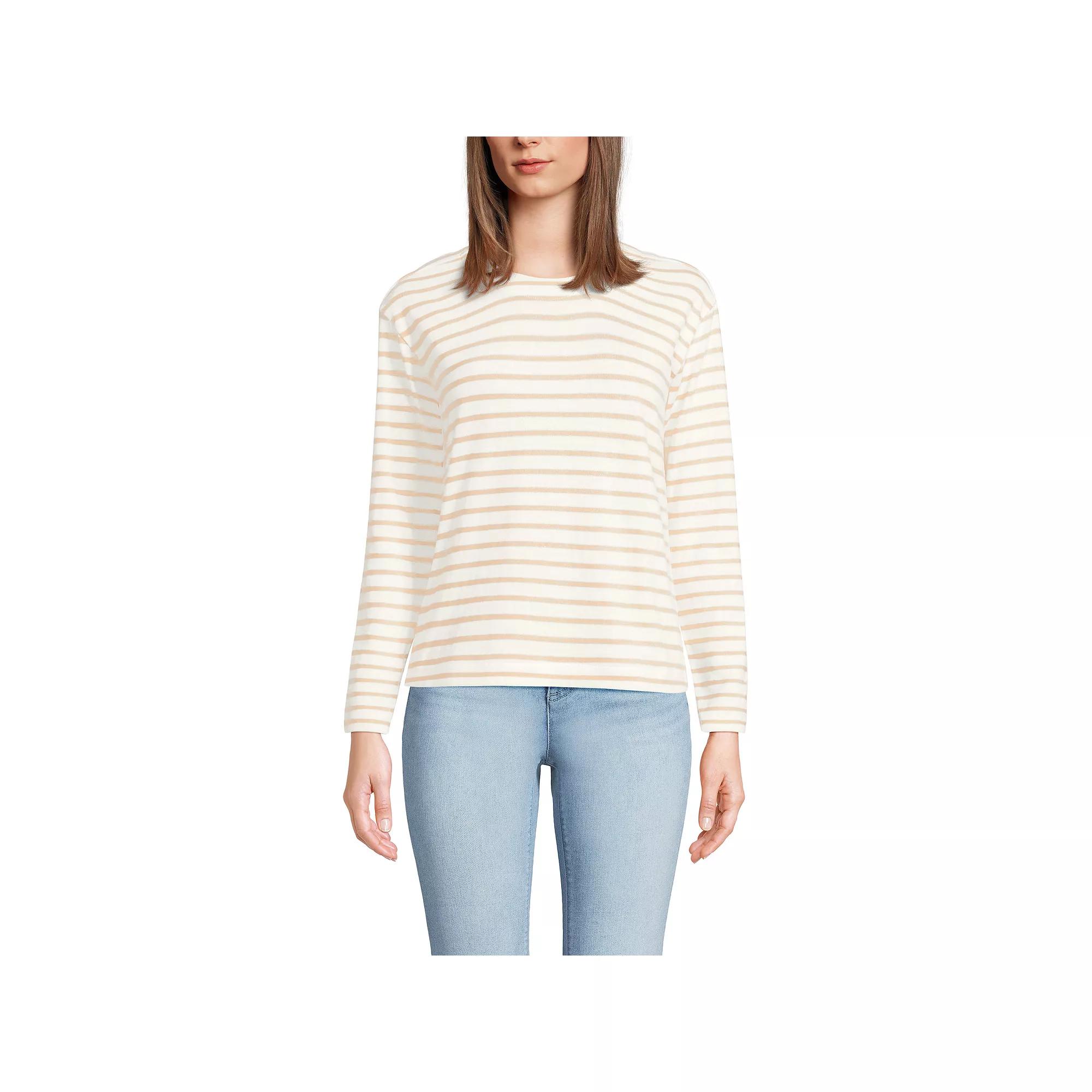 Women's Lands' End Long Sleeve Mariner Jersey Crewneck Tee,  Product Image