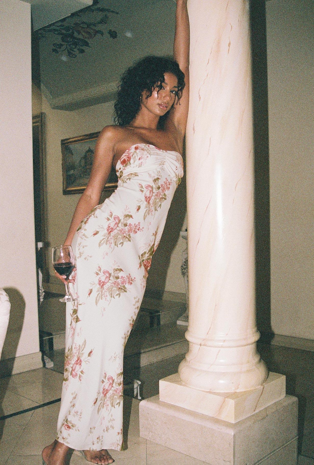 Abeila Strapless Maxi Dress Pink Multi Product Image