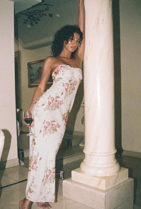 Abeila Strapless Maxi Dress Pink Multi Product Image