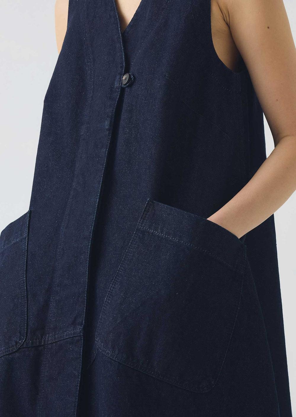 A Line Denim Tunic Dress | Indigo Product Image