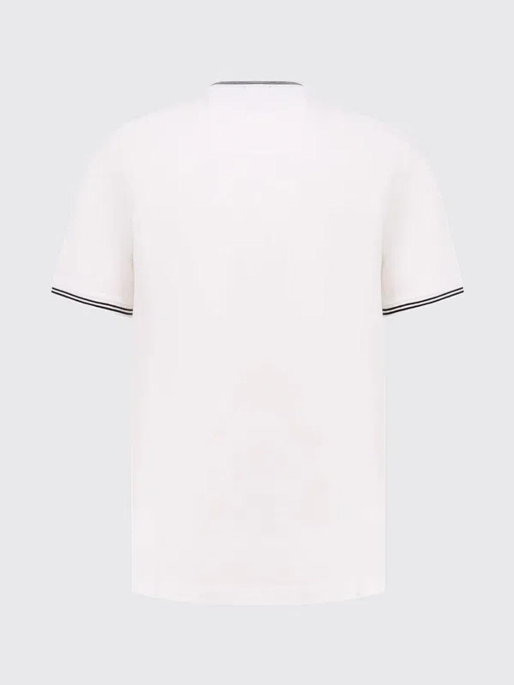 HUGO BOSS Mens White Striped-trim Regular-fit Cotton-jersey T-shirt Xxl Product Image