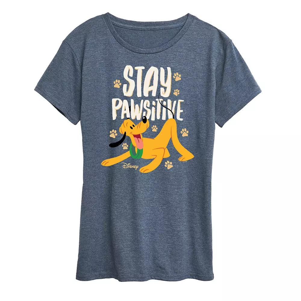 Disney's Pluto Women's Stay Pawsitive Graphic Tee, Girl's,  Product Image